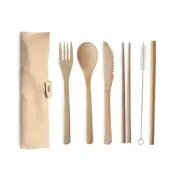 Reusable Bamboo Cutlery Set - Brush It On in Brown, Green, White