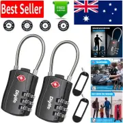 Travel-Ready Cut-Resistant Padlocks: 2 Pack TSA Combination Locks in Black