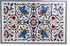 White Marble Dining Table Top Floral Design Inlay Work Reception Table for Hotel