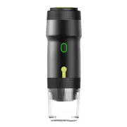 Black 3-in-1 Portable Electric Espresso Maker - Rechargeable Travel Coffee Machine for Capsules & Ground Coffee