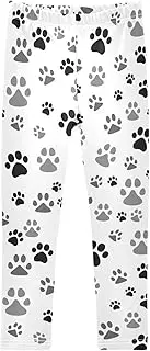 [Joisal] Dog Paw Prints White Leggings for Girls Suitable for Yoga Pants Girls, Flexible and Durable for All-Day Wear