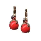 Mariana Earrings Beautiful Coral Orange & Rose Austrian Crystals Saffron Silk...