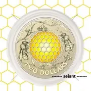 2022 $2 Mint Honey Bee 'C Mintmark' Two Dollar Colour Coin on Card UNC RAM