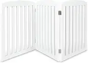 [HelloFurniture] Freestanding Pet Dog Gate Wooden 3 Panel Barrier Security Gate Door Fence White