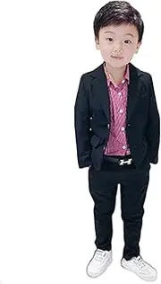 [Kromoc] Boys' One Button Suit Two Pieces Notch Lapel Tuxedos for Casual Daily Dinner