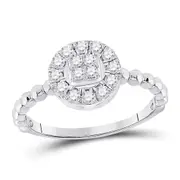 14k White Gold Round Diamond Circle Cluster Ring 1/3 Cttw