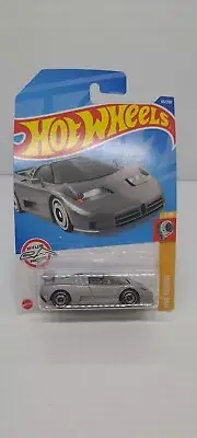 NEW Hot Wheels 94 Bugatti EB110 SS Silver 2021 No 65 HCX91 Genuine Long Card NIP