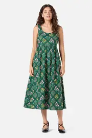 Lattice Floral Midi Dress