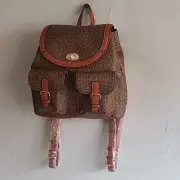 NEW Guess backpack 11" purse drawstring coco brown mahogany gold monogram G