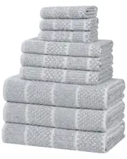Superior Naples Medium Weight Checkered & Ribbed 9pc Towel Set