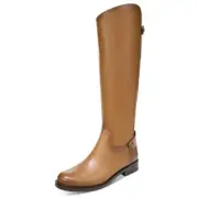 Sam Edelman Mikala Whiskey Block Heel Rounded Toe Zipper Leather Knee High Boots