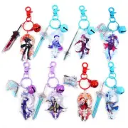 Genshin Impact Shogun Kokomi Yoimiya Kazuha Acrylic Keychain Key Ring Race Strap
