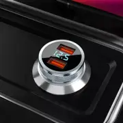 1x Dual USB Car Charger Quick Charge 3.0 Fast Charging LED Voltmeter Accessories (for: Renault)