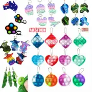 Mini Push Pop It Keychain Bubble Simple Dimple Fidget Toy Stress Relief Toys AU