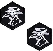 [Zcketo] 2 Pieces Plague Doctor Patch Tactical Morale Military Funny Patch with Hook and Loop Embroidered Fastener Uniform Emblem for Team Backpack Hat Jacket Vest Biker Travel Dogs Harness