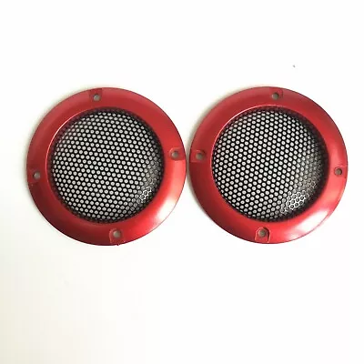 2Pcs 2" Speaker Cover Red ABS Frame Metal Mesh Grill For Car Audio DJ PA Speaker