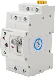 Mini ATS Dual Power Automatic Transfer Switch, 2P 63A Electrical Selector Switches Uninterrupted Power Din Rail Generator Circuit Fast Changeover Controller Millisecond Switching