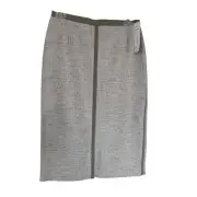 Lafayette 148 New York Mist Gray Linen Blend Straight Pencil Skirt Size 2 NWT