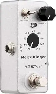 zolyet Noise Kinger Noise Gate Noise Canceller Noise Reducer Guitar and Bass Effector Electric Bass Guitar Effect Pedal Noise Reduction 2 Modes True Bypass Silver