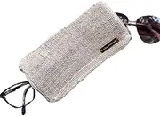 Double Glasses Case Soft Pouch | Rustic, Eco-Friendly Travel Organiser | Dual Compartment for Two Pairs | Sustainable Hemp Linen Blend | 2 Zips | Mika Creations