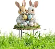 Yard Stake Easter,Bunny Egg Sign for Yard | 2D Acrylic Holiday Decorations Outdoor Signs, Farmhouse Rustic Decor for Home