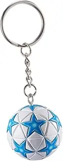 [KCKEYS] Geometric Soccer Ball Keychain, Black and Silver Football World Cup Key Chain Pendant, Sports Ball Key Chain, Blue/White