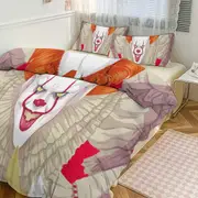 Bed Sheets g564 Pennywise Print Bedding Set Pattern Duvet Cove Set 3 Pieces 1 Quilt Cover And 2 Pillowcases for Women Men Teens tq564 Bed Sheets