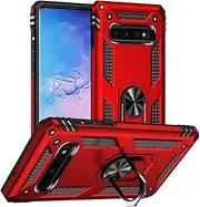[Aozuoton] for Samsung Galaxy S10 Case, Galaxy S10 Case, [Military Grade 16ft. Drop Tested] Ring Shockproof Protective Phone Case for Samsung Galaxy S10,Red