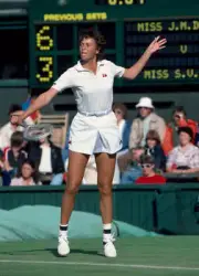 Jo Durie of Great Britain in action against Steffi Graf of German - Old Photo