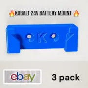 3 pack Kobalt 24 volt / battery holder / Hanger / shelf mount Slim Blue