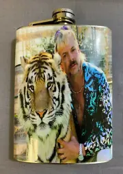 EXOTIC MAN TIGER D1 8oz Stainless Steel Flask Drinking Whiskey Liquor