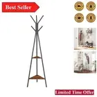 Elegant Freestanding Coat Rack with Dual Shelves - Perfect for Any Entryway