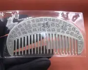 999 Fine Silver Pure Silver Hair Comb Blessing Round Hair Care 3.74inchL/51g