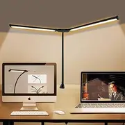 KEPHTH Led Desk Lamp for Office Home 76cm Bright Double Head Desk Light with Clamp, Architect Task Lamp 30 Lighting Modes Adjustable Flexible Gooseneck