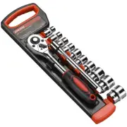 12pcs 3/8 Inch Ratchet Socket Wrench Set, Drive Socket Set with 10 Sockets 8-...
