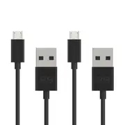 2PK PureGear 3m/10ft Micro USB To USB Type-A Computer/Smartphone Cable Black