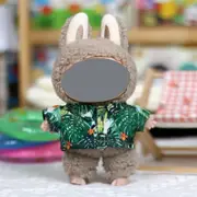 Labubu Baby Clothes 17cm Labubu Cloth Clothes Heartbeat Macaron Vinyl Face Doll Baby Clothes Replacement——style:Single item shirt (tropical rainforest)