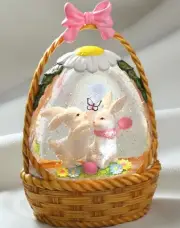 Easter Snow Globe Lantern Easter Decorations for Home with Timer Swirling Gli...