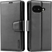 [ZUSLAB] for Google Pixel 9a Case, Hanman Leather Wallet Card Holder Cover (2025) - Black