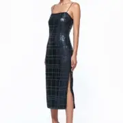 Misha Collection Aurelie Beaded Sequin Dress Navy Metallic New Womens Size 8