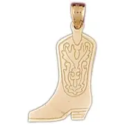 Cowboy's Boot Charm Pendant 14k Gold