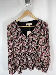 Philosophy Top Womens Medium Black Rose Floral Cottagecore Fairy Grunge