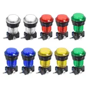 Game Push Buttons Game Round Push Switches 5 Color LED Light 33.5mm/12V/10 Pcs