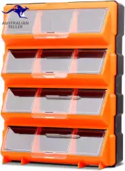 12 Drawers Storage Cabinet with Flip Doors Tool Parts Organiser Box Chest Case P