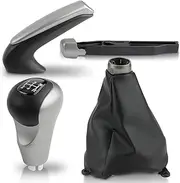 GoaMotors Pack of 3 Manual Gear Shift Knob 5 Speed with Leather Boot for Honda Civic 2006-2011, Replace #54102-SNA-A01, 54102-SNA-A02, for Honda Civic Manual Gear Shift Knob