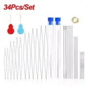 34 Pcs Beading Needles Set with Central Thimble Big Eye for DIY Jewelry Making