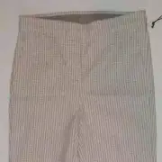 Check Skinny Pants Nicole Miller 2 XS Stretch Waist NWT Rayon Blend Tan & White