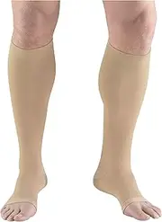 Truform Short Length Surgical Stockings, 18 mmHg Compression for Men and Women, Reduced Length, Open Toe, Beige, Medium (short length)