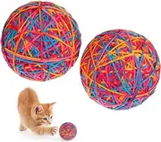 HANABASS Yarn Ball Toy Set 2 Interactive Cat Toy Balls for Chewing Cleaning Teeth Cat Teaser Sturdy Wear-Resistant for Cats of Ages