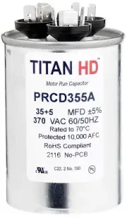 Packard PRCFD355A American-Made HVAC Round Motor Run Capacitor 35/5 MFD Round